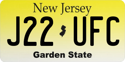 NJ license plate J22UFC