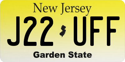 NJ license plate J22UFF