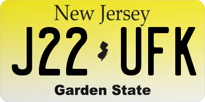 NJ license plate J22UFK