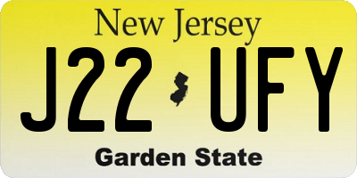 NJ license plate J22UFY