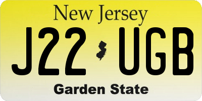 NJ license plate J22UGB