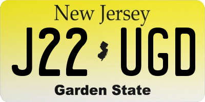 NJ license plate J22UGD