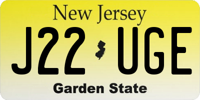 NJ license plate J22UGE