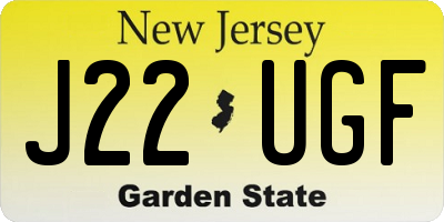 NJ license plate J22UGF