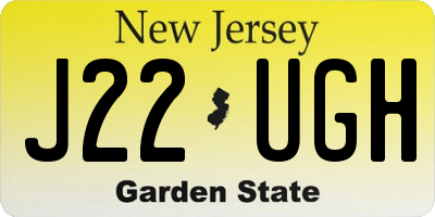 NJ license plate J22UGH