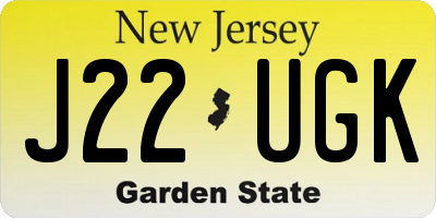 NJ license plate J22UGK