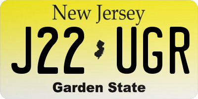 NJ license plate J22UGR
