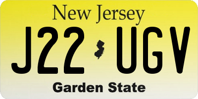 NJ license plate J22UGV