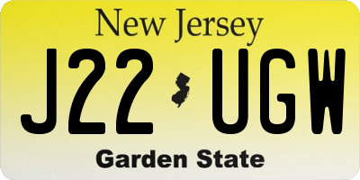 NJ license plate J22UGW