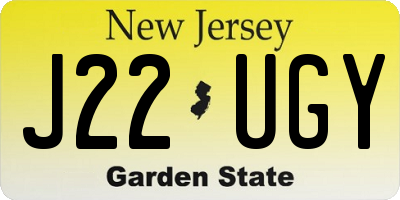 NJ license plate J22UGY