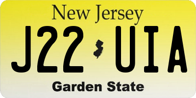 NJ license plate J22UIA