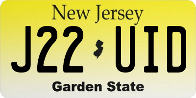 NJ license plate J22UID