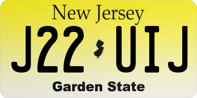 NJ license plate J22UIJ