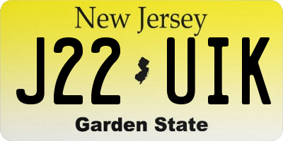 NJ license plate J22UIK