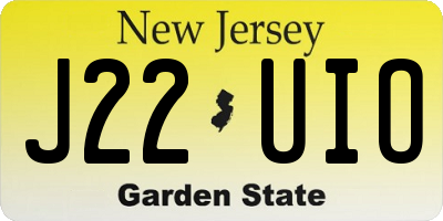 NJ license plate J22UIO