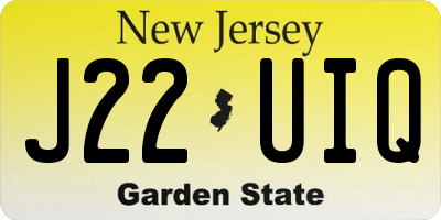 NJ license plate J22UIQ
