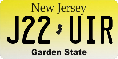 NJ license plate J22UIR