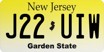 NJ license plate J22UIW