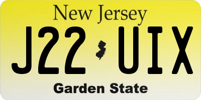 NJ license plate J22UIX