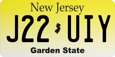 NJ license plate J22UIY