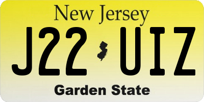 NJ license plate J22UIZ