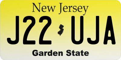 NJ license plate J22UJA