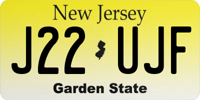 NJ license plate J22UJF