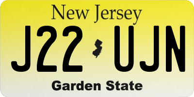 NJ license plate J22UJN