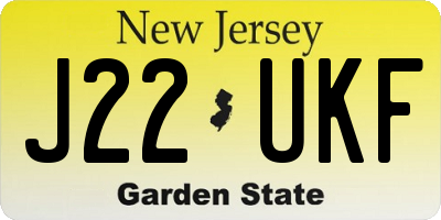 NJ license plate J22UKF