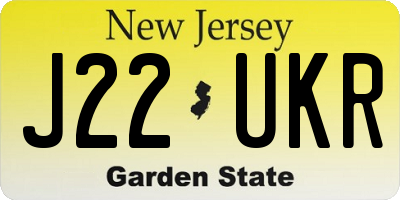 NJ license plate J22UKR