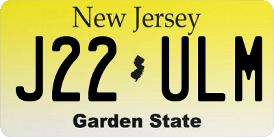 NJ license plate J22ULM