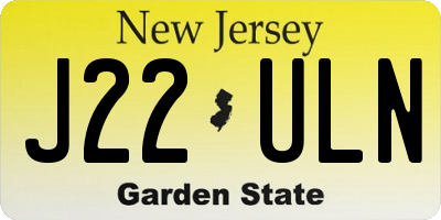 NJ license plate J22ULN