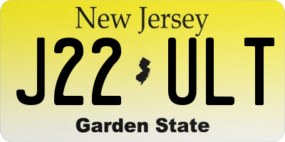 NJ license plate J22ULT