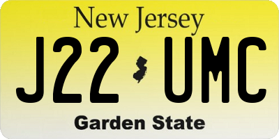 NJ license plate J22UMC