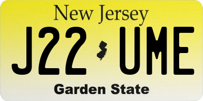 NJ license plate J22UME