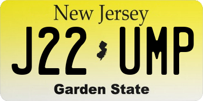 NJ license plate J22UMP
