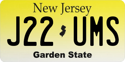 NJ license plate J22UMS