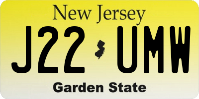 NJ license plate J22UMW