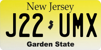 NJ license plate J22UMX