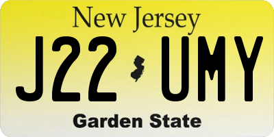 NJ license plate J22UMY