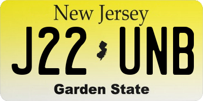 NJ license plate J22UNB