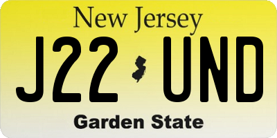 NJ license plate J22UND