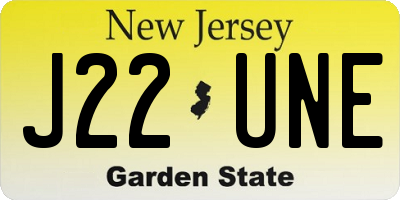 NJ license plate J22UNE