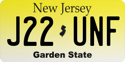 NJ license plate J22UNF
