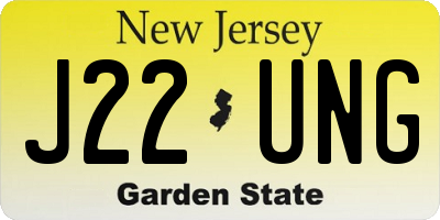 NJ license plate J22UNG