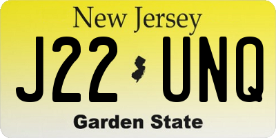 NJ license plate J22UNQ
