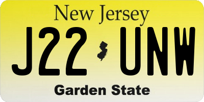 NJ license plate J22UNW