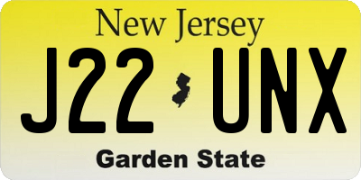 NJ license plate J22UNX