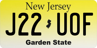 NJ license plate J22UOF