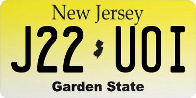 NJ license plate J22UOI